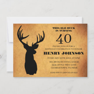 Old Buck 40th Birthday Party Invitation