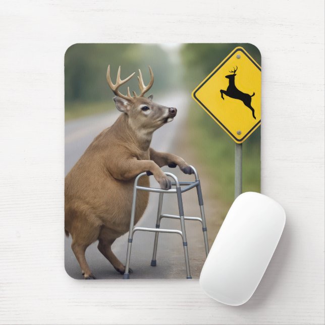 Old Buck Leaning On a Walker Mouse Mat (With Mouse)