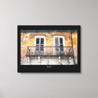 Old building balconies, Limassol, Cyprus canvas Print
