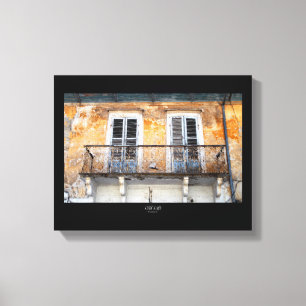 Old building balconies, Limassol, Cyprus poster Canvas Print