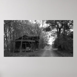 Old Building Beside Dirt Road Poster