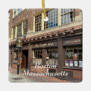 Old building in Boston Massachusetts Ceramic Ornament