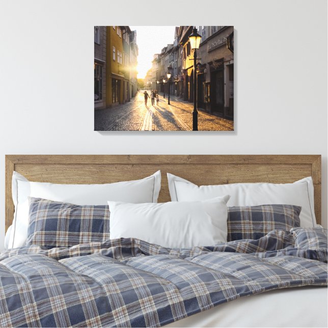 Old Buildings Cobblestone Streets Street Lamp Canvas Print (Insitu(Bedroom))