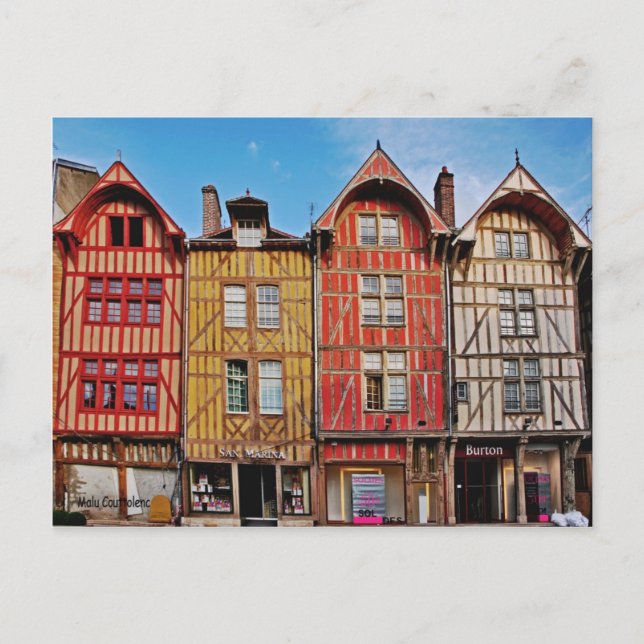 Old Buildings in Troyes France Postcard (Front)