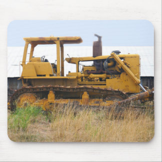 Old Bulldozer Sitting In A Field Mouse Mat