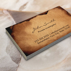 Old Burned Paper Investigator Business Card
