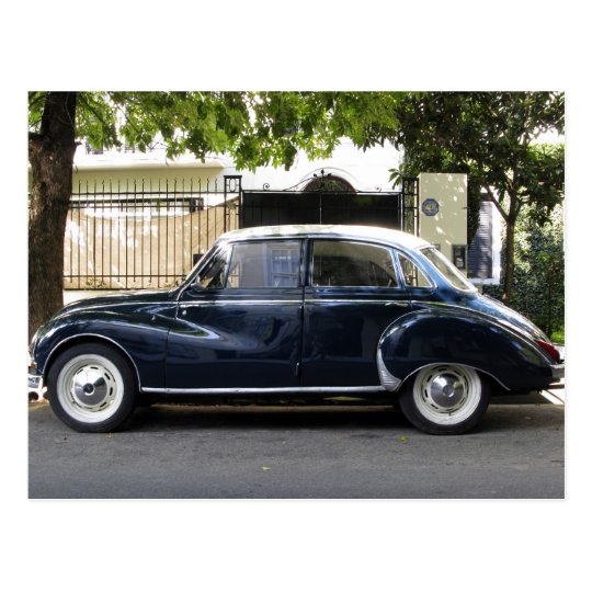 Old but very well kept Audi car. Postcard