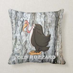 Old Buzzard cartoon throw pillow