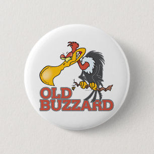 old buzzard funny cartoon character 6 cm round badge