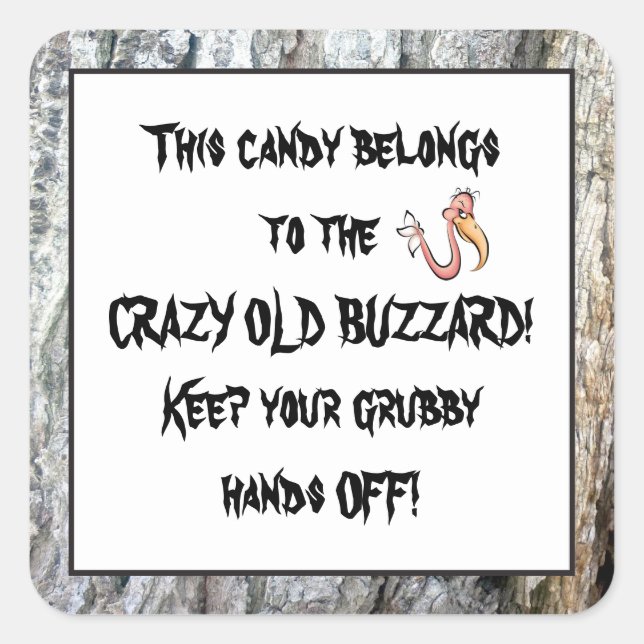 Old Buzzard's candy fun sticker (Front)