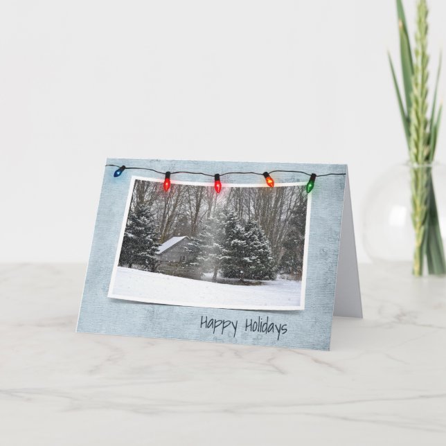 Old Cabin in Winter Woods Card (Front)