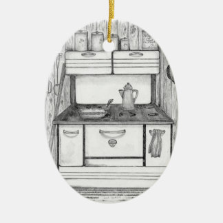 Old Cabin Stove Ceramic Tree Decoration