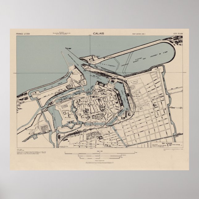 Old Calais France Map (1943)  Poster (Front)