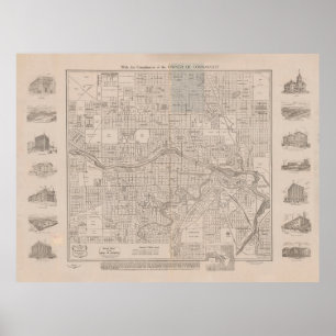 Old Calgary Canada Map (1913)  Poster