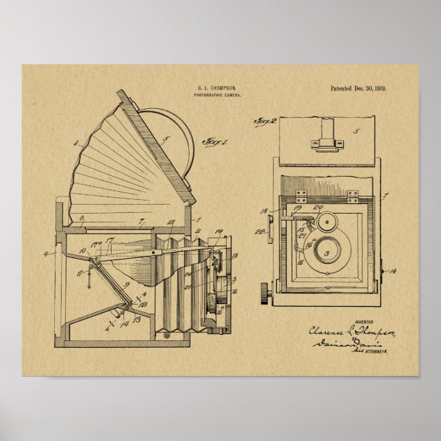 Old Camera Obscura Patent Art Drawing Print (Front)