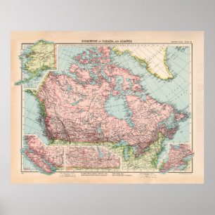 Old Canada Map (1923) Vintage Canadian Country  Poster