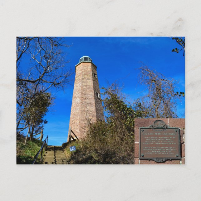 Old Cape Henry Lighthouse Fort Story, Virgina Postcard (Front)
