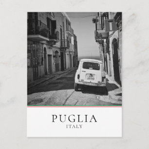 Old car in a street in Italy in black and white Postcard