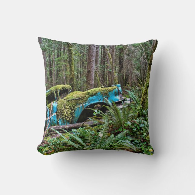 Old Car in the Forest Cushion (Front)