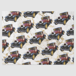 Old Car on White & Gold Marble, Decoupage Vs 2 Tissue Paper