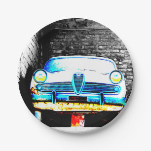 Old car paper plate