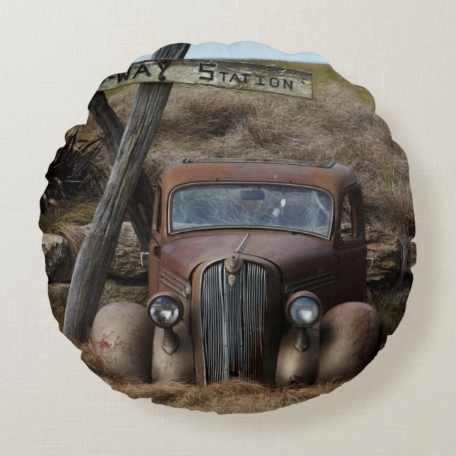 Old car round cushion (Front)