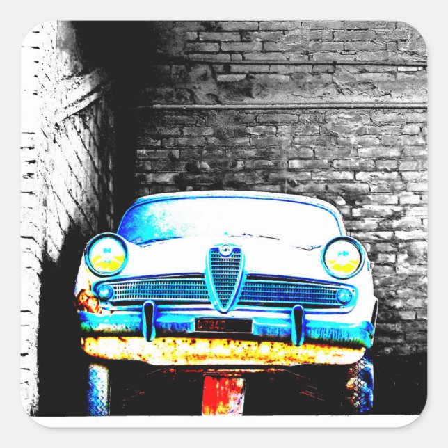 Old car square sticker (Front)