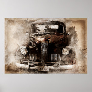 Old Car Vintage Poster