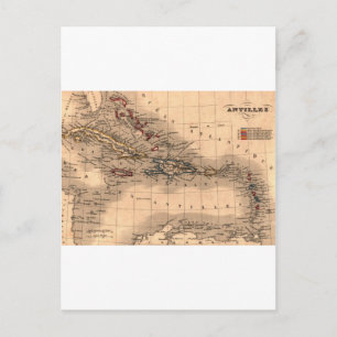 Old Caribbean Map Dive Shirt Postcard