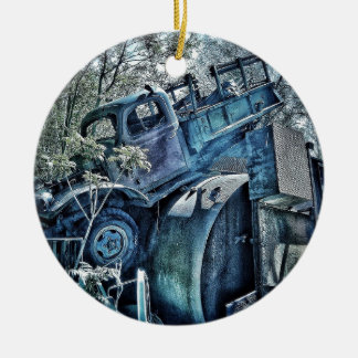 Old cars and junk yards, retro 01 ceramic tree decoration