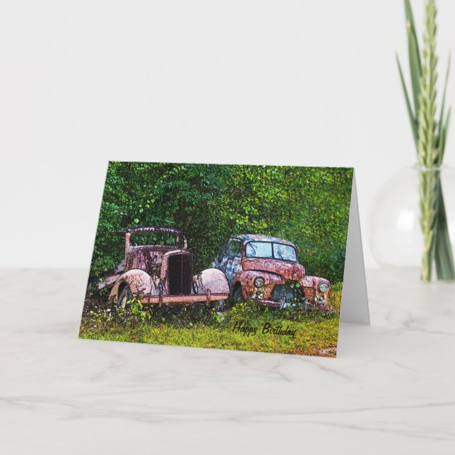Old Cars Birthday Card (Front)