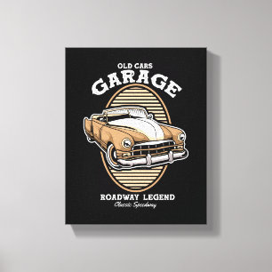 Old Cars Garage Roadway Legend Canvas Print