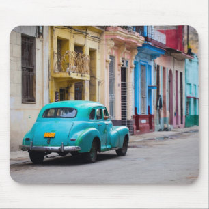 Old cars on the Havana streets Mouse Mat