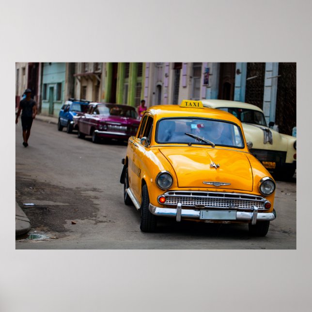 Old cars on the Havana streets Poster (Front)