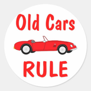 Old Cars Rule Classic Round Sticker