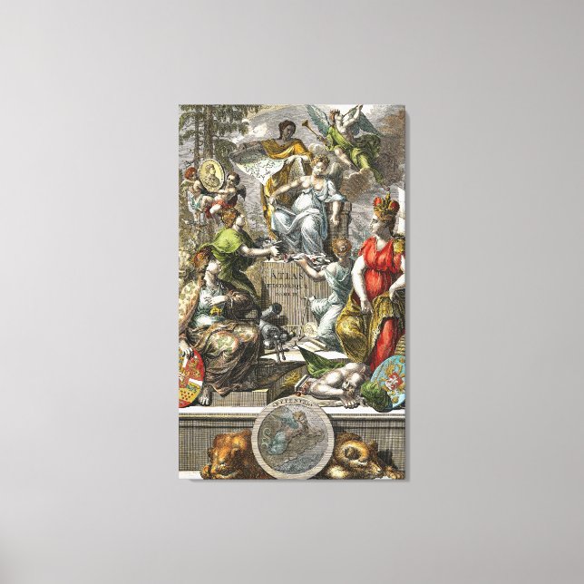 Old Cartographic Map Line Art Canvas Print (Front)