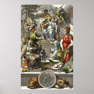 Old Cartographic Map Line Art Poster