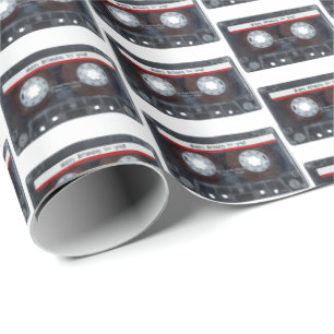 Old Cassette with Happy Birthday Text Wrapping Paper