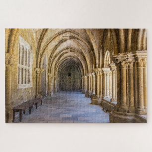 Old Cathedral Cloister Hallway Jigsaw Puzzle