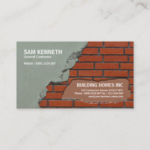 Old Cementing New Red Brick Wall Construction Business Card