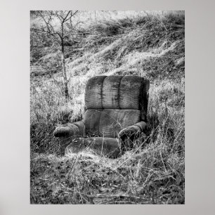 Old chair photo in black and white poster