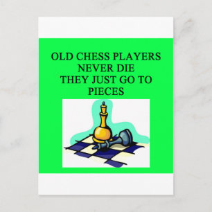 old chess players never die postcard