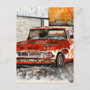 old chevy chrevrolet truck antique art painting postcard