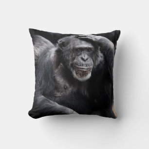 Old Chimpanzee custom throw pillow