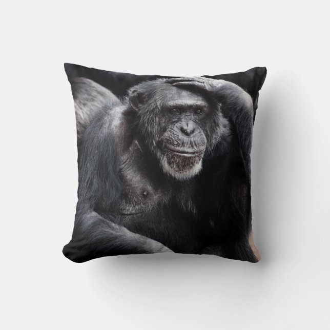 Old Chimpanzee custom throw pillow (Front)