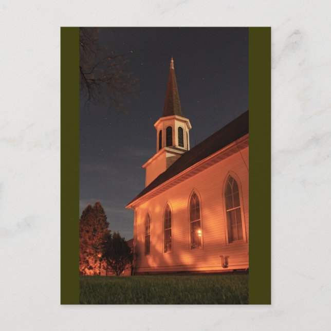 Old Church At Night Postcard (Front)