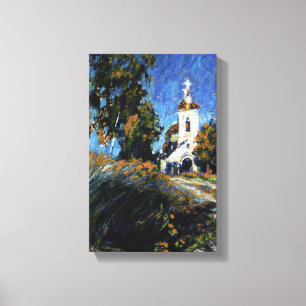 Old Church in Slotino Village, Near Moscow Canvas Print
