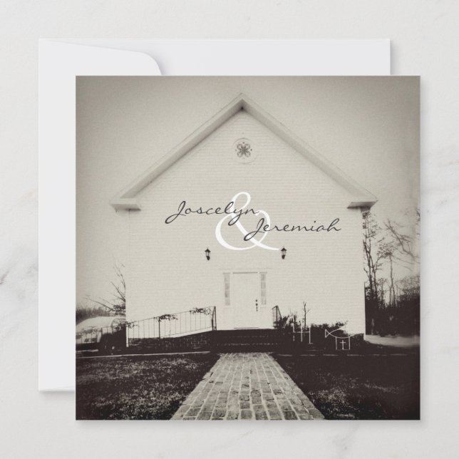 Old Church Vintage Wedding Invitation (Back)