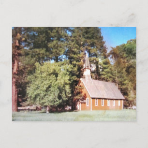 Old Church Yosemite California. Vintage Postcard