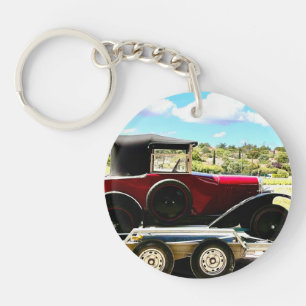 Old Citroen Car on A Trailer in France Key Ring